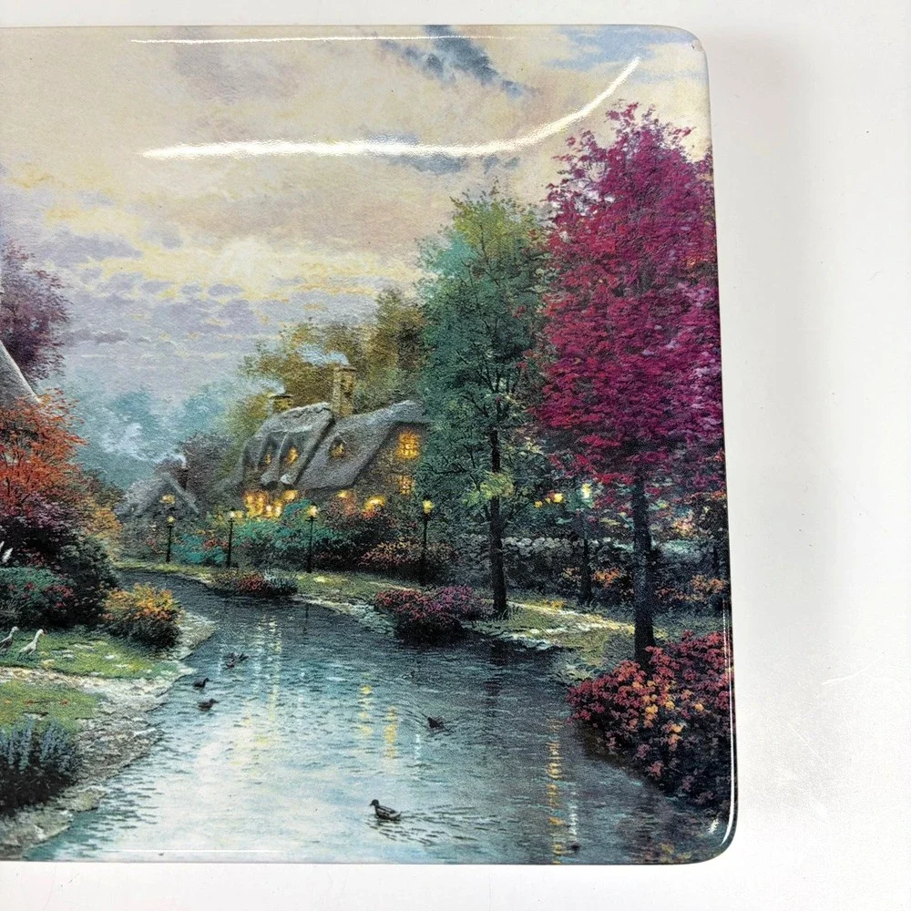 3 Thomas Kinkade Lamplight Brooke-County-Lane Plates Bradford Exchange 1997 READ